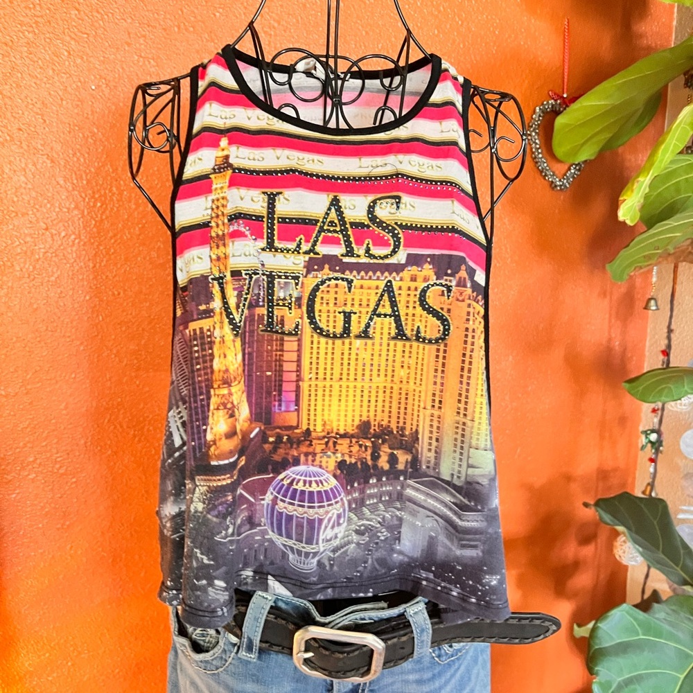 👚 Y2K — 5 for $45 Deal | Small - Vintage Las Vegas Extra Wide Crop Tank / E